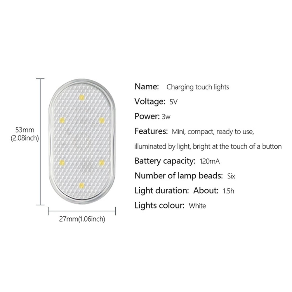 Lampu interior Mobil Kubah Jari sensor Sentuh Lampu Baca sensor Sentuh 5v led Cahaya Daya Tarik Magnetik usb charge Enam Warna Lampu Pintu Mobil