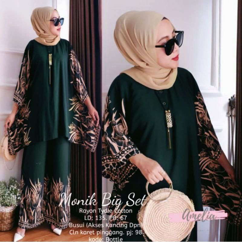 BISA COD - ONE SET ORI NAURA SETELAN JUMBO AIK WAKAWAKA KULOT  RAYON PREMIUM BUSUI