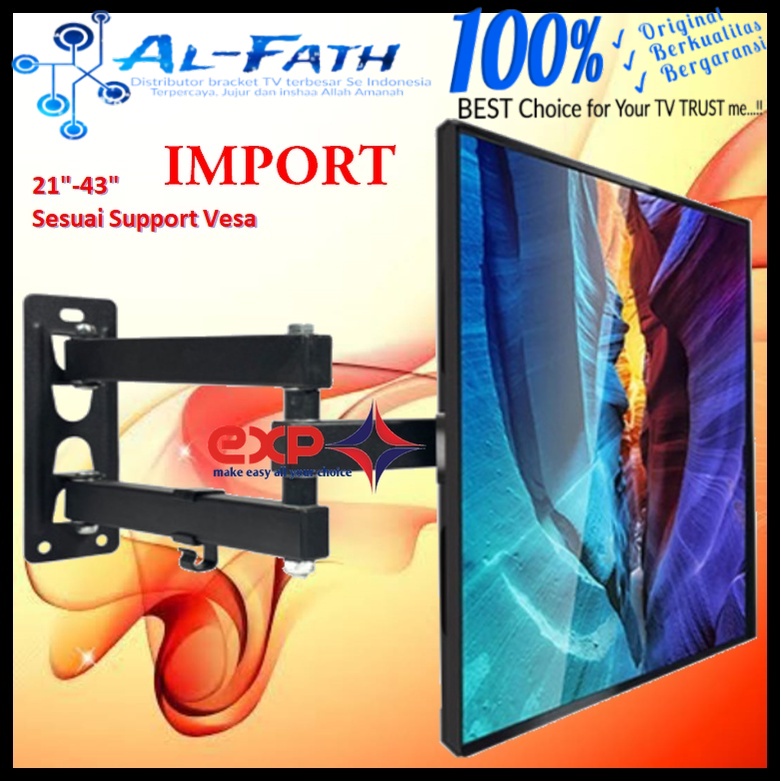 Bracket TV REALME 14 s/d 43 inch 6 ARAH FULL BESI SUPER KOKOH GARANSI 100% ORI