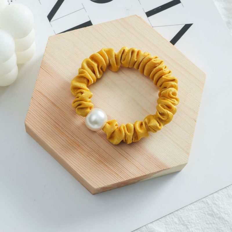 Ikat Rambut Polos Warna Warni / Women Hair Tie/ Kuncir Rambut Wanita-Kuning Mutiara