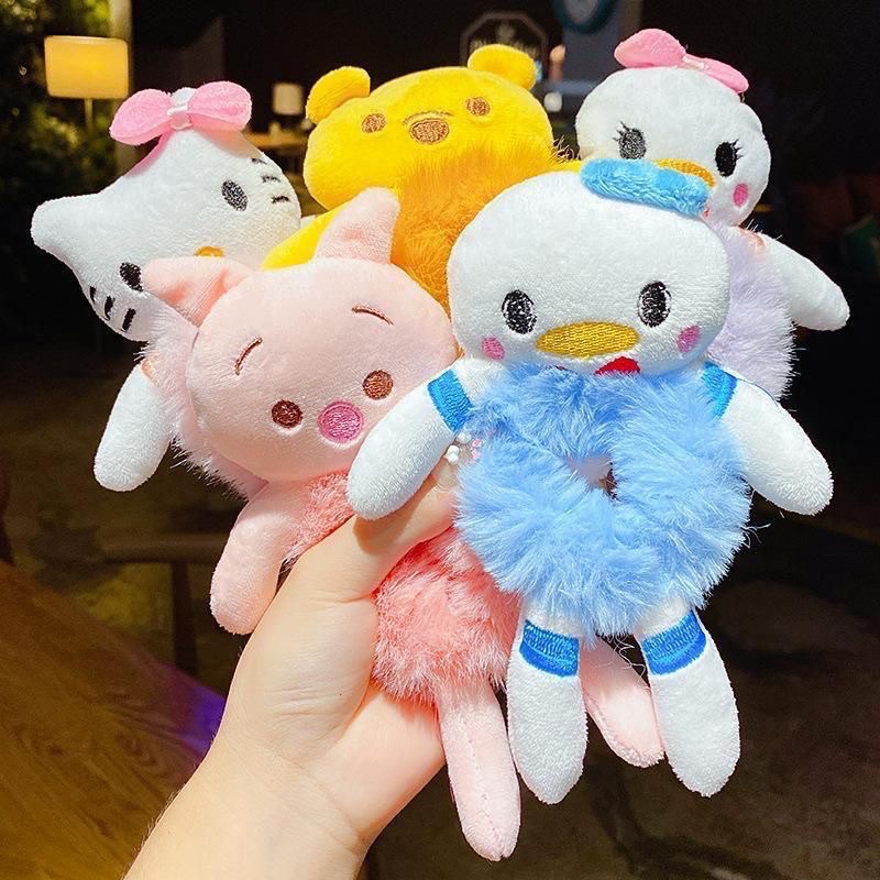 IKAT RAMBUT BEAR RABBIT SCRUNCHY / IKAT RAMBUT KOREA ANAK KECIL BONEKA BERUANG KELINCI / SCRUNCHIEKARET RAMBUT/KUNCIR BULU BONEKA HELLO KITTY KAKI TANGAN IKAT RAMBUT DONAT