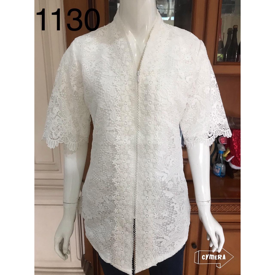 1130  kebaya alexuez full brukat tgn pdk putih tulang kebaya premium