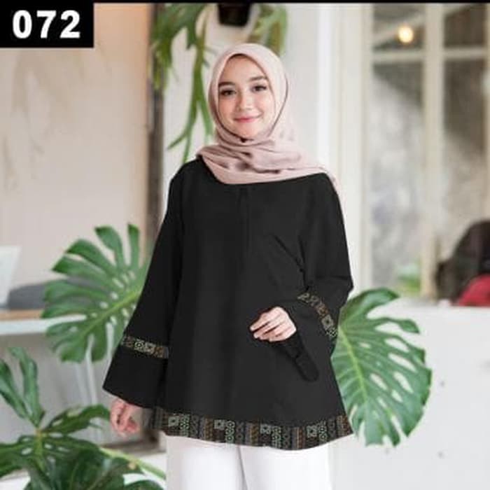 Gaun / dress wanita / cewe BLOUSE 072 BAJU ATASAN MUSLIM WANITA DEWASA MURAH KEKINIAN TRENDY - Hitam