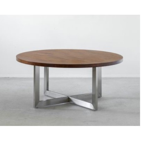 Meja tamu kayu // Meja kopi minimalis // Meja Bundar kaki besi