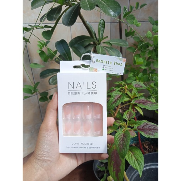 fake nails || kuku palsu 24pcs free lem cair + kikir kuku