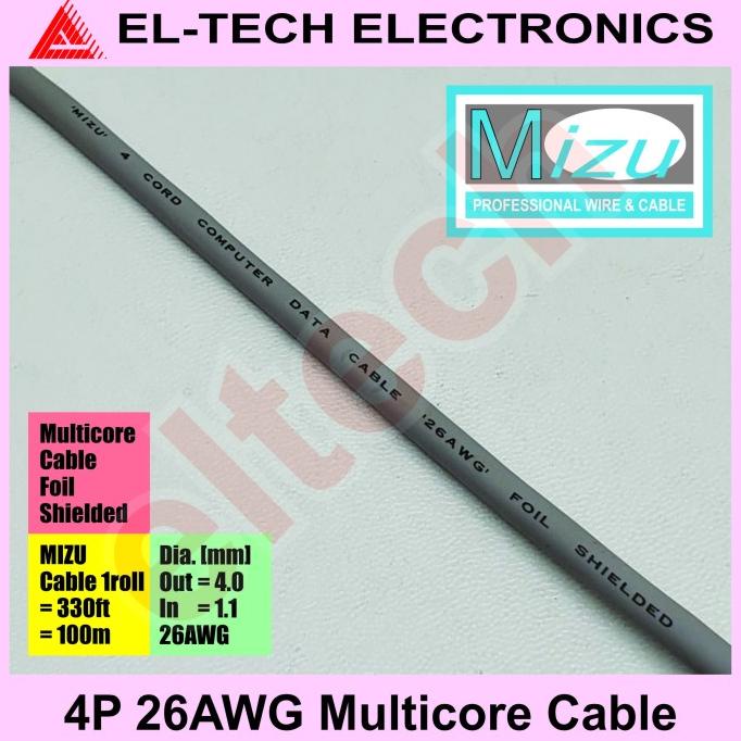 1 Meter 26AWG 4P 4Pin 4 P Pin Multi Core Cable Kabel Aluminium Foil elt3ch Kualitas Baik