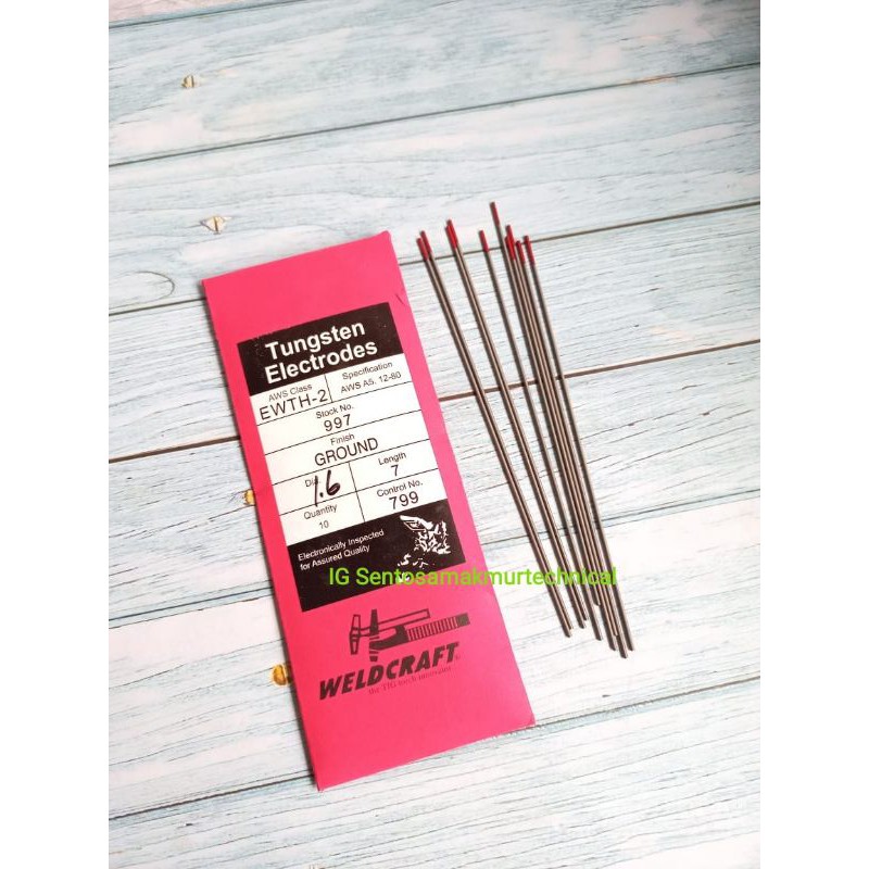 [1PC] WELDCRAFT MERAH 1,6mm Tungsten Jarum Las Argon 1,6 MM 1.6 MM