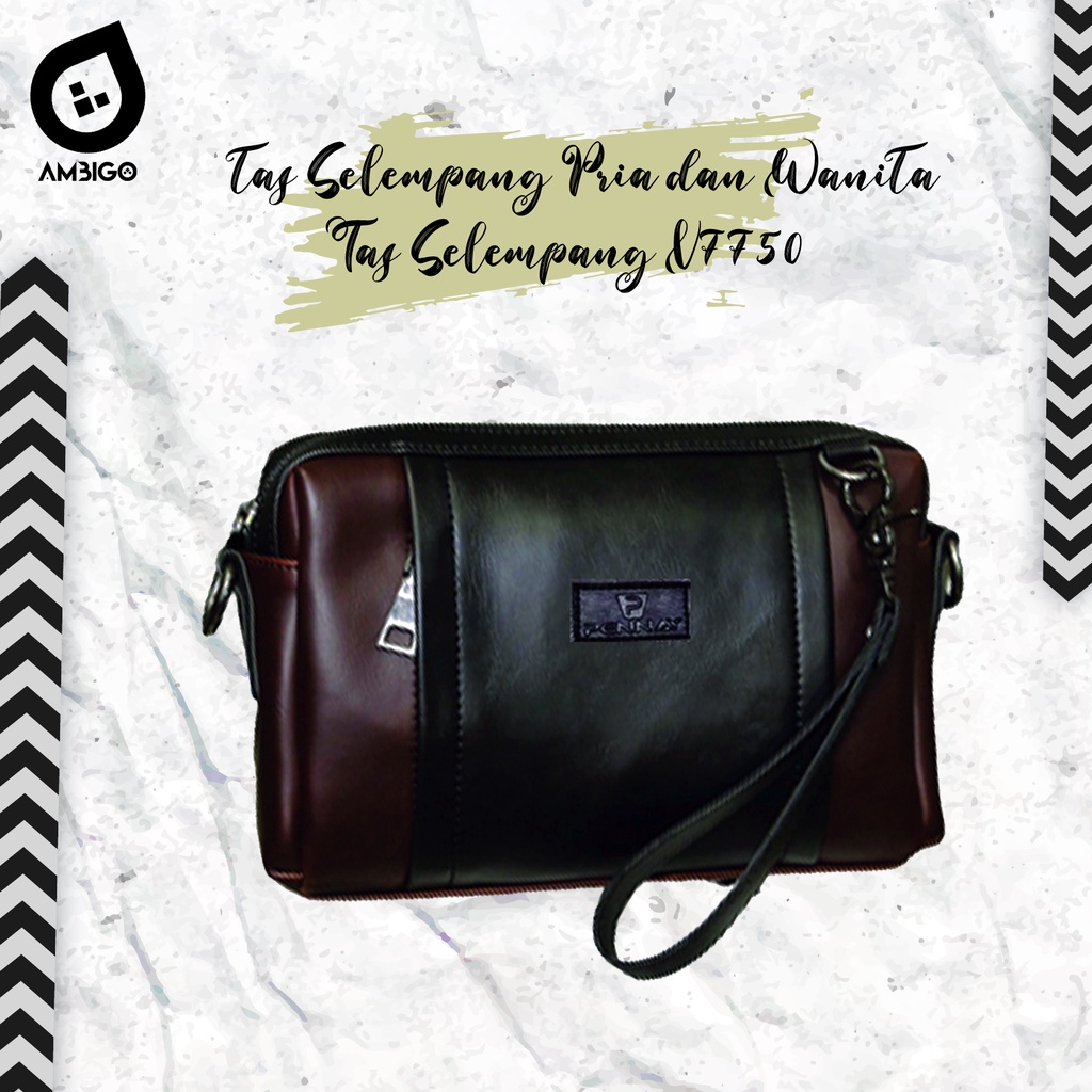 Ambigo Clucth Bag - Tas Tangan Kulit Pria Import DarkBrown V7750 - Tas Tangan Tas Slempang Kulit