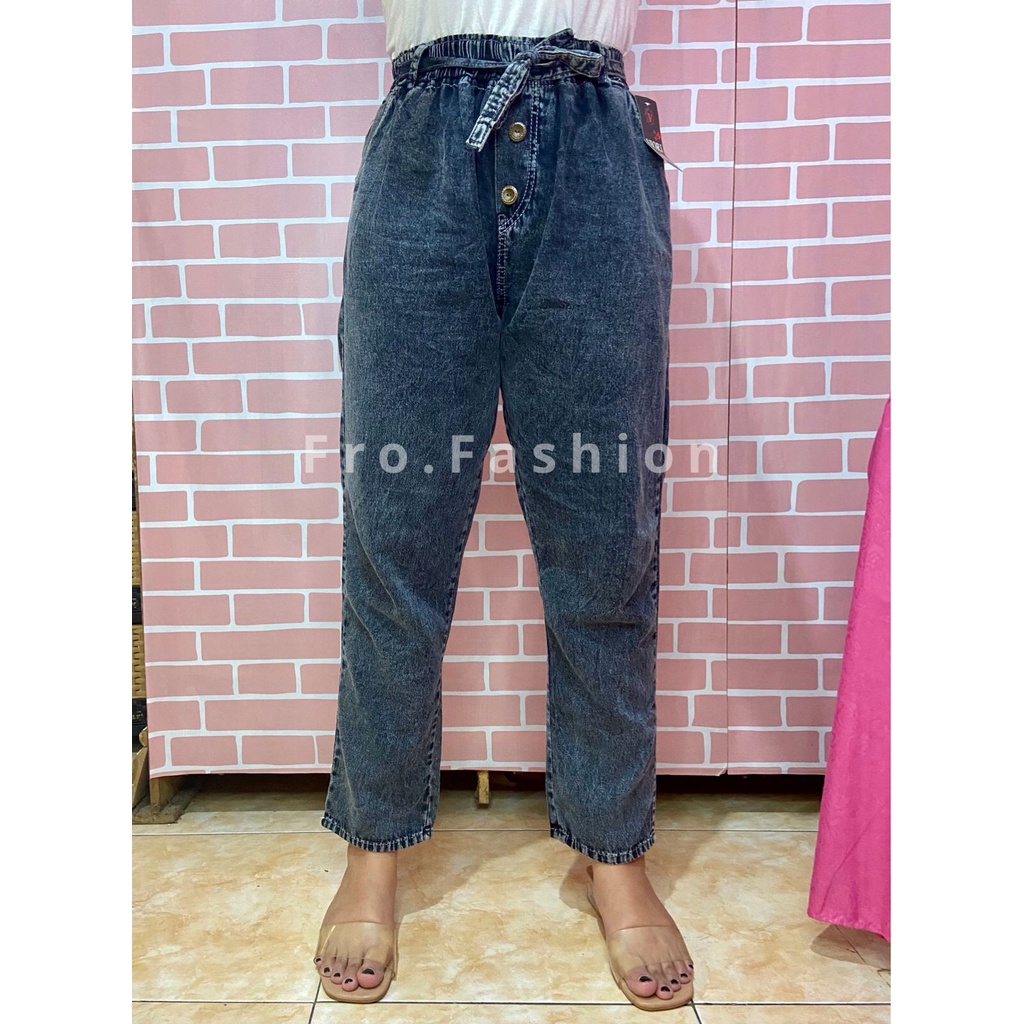 Celana Panjang Wanita Jeans || Baggy Pants Jeans || Celana Boyfriend Jeans || Jeans Pinggang Karet Premium Terlaris Viral