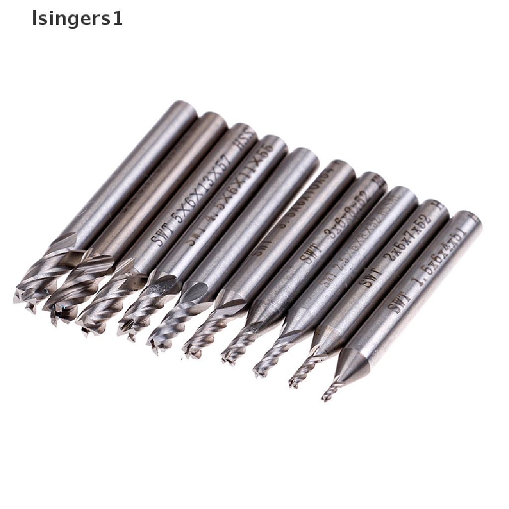 (lsingers1) 10pcs Mata Bor Shank Lurus 4 Flue End Mill CNC 1.5-6mm Bahan HSS