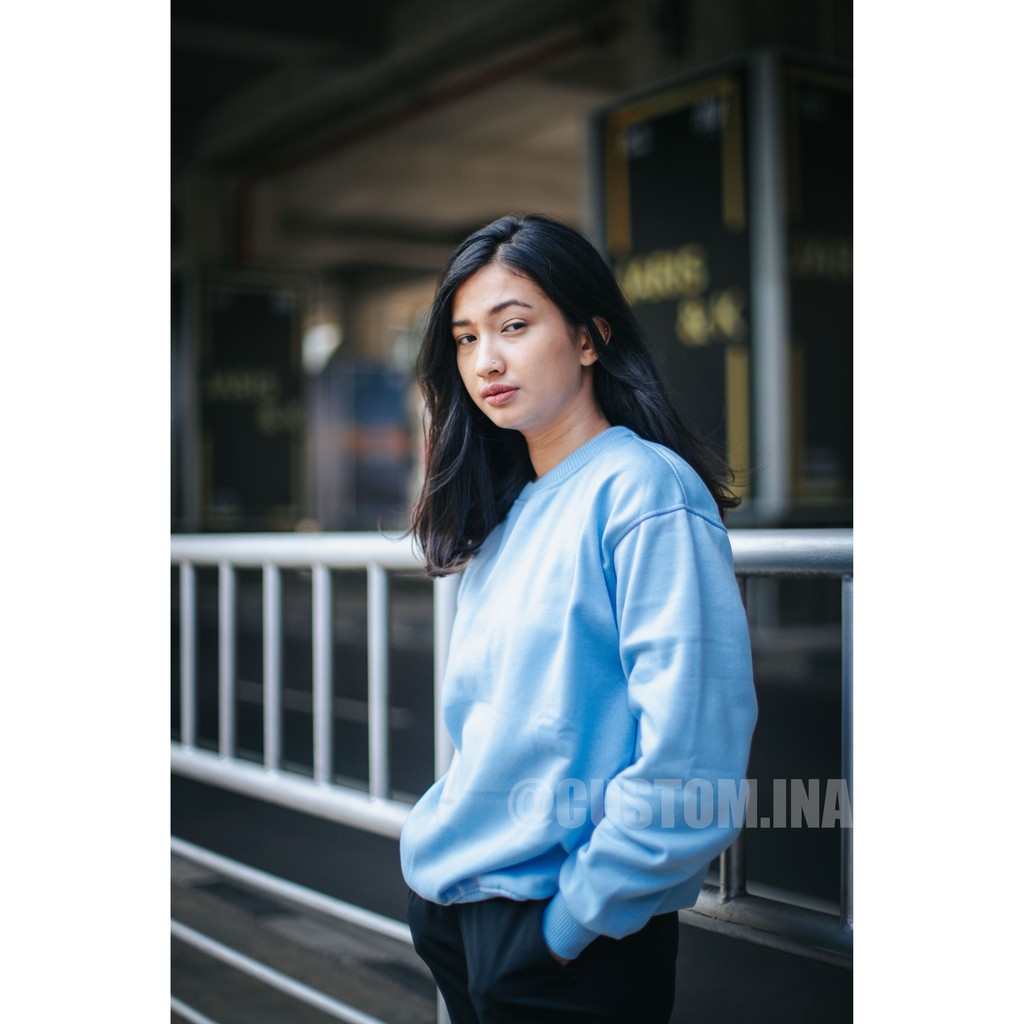 Basic Sweater Polos Oblong Crewneck Sweatshirt Pria Wanita Size M - XXXL-2