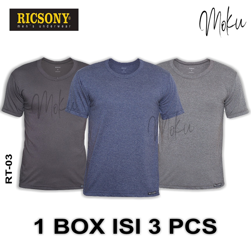 1 BOX BAJU KAOS RICSONY RT-03 ISI 3 Pcs - Kaos Ricsony RT 03 3IN1 - Men Shirts 3 Pcs