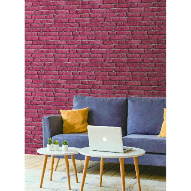 Wallpaper Dinding Motif Batu Bata Merah - Abu 3D SF