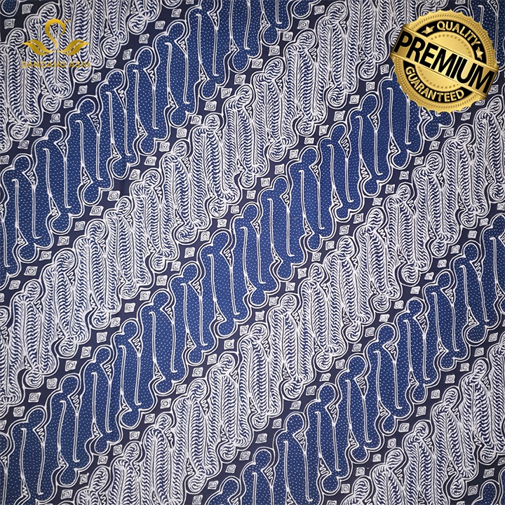 Kain Batik Tulis Warna Alam 100% Handmade Halus Premium Motif Parang Klasik Warna Biru Putih (Hanya 