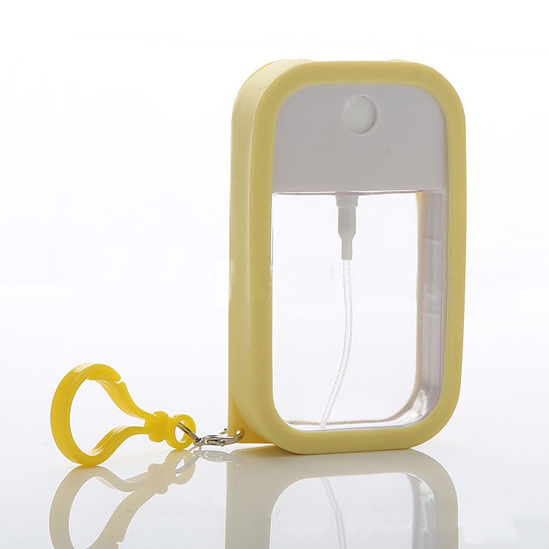 [Featured] 38ml Portable Mini Square Card Empty Refillable Spray Bottles With Silicone Cover Keychain