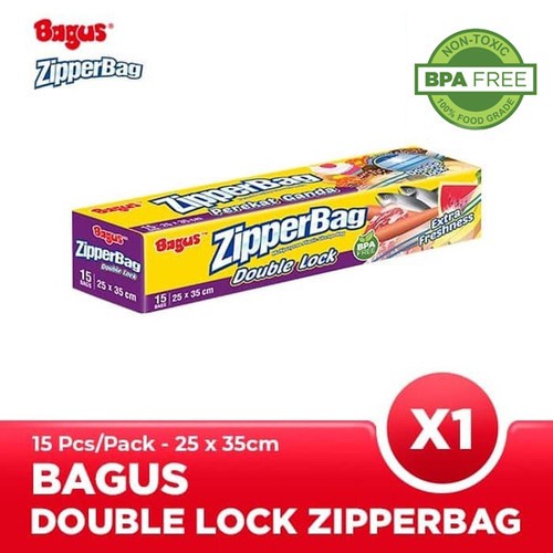 

✨ BISA COD ✨ Bagus Zipper Bag Double Lock 15s 25x35 - W21453