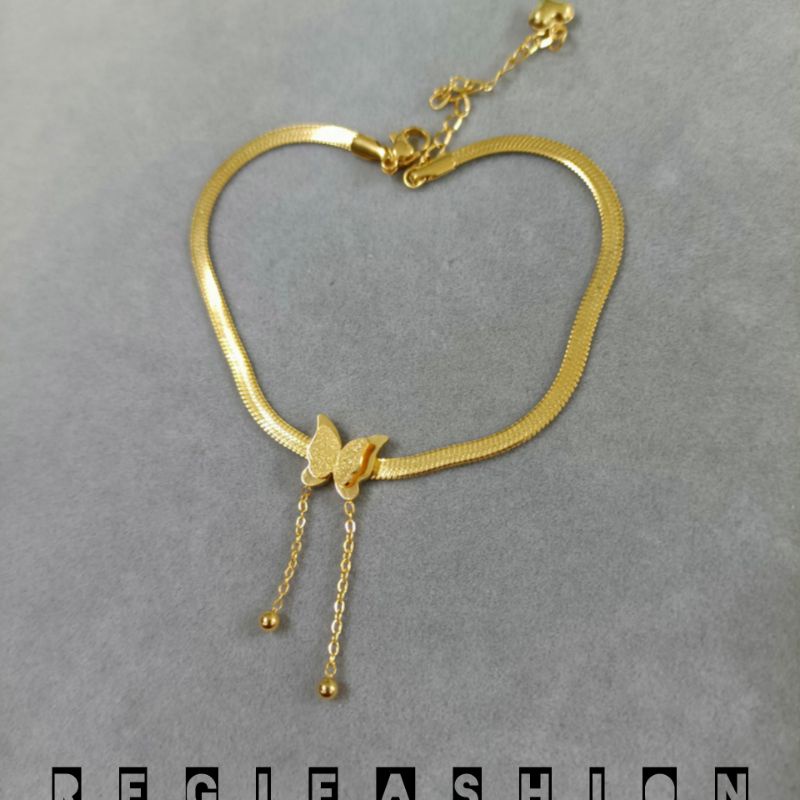 Gelang Titanium Wanita Gepeng Kupu-Kupu Jurai Gelang Wanita Korea Kekinian