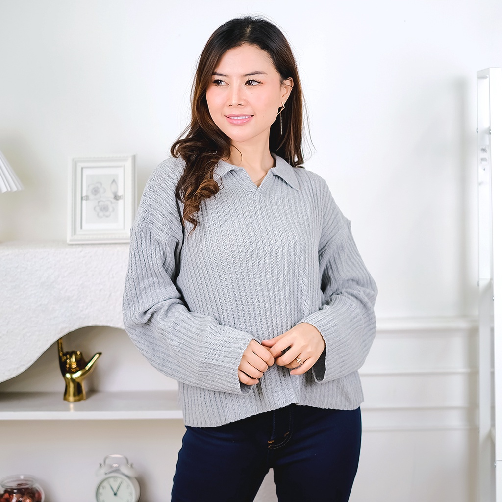 AFI - EC - RJT Geani Crop Blouse Atasan Wanita Berkerah Polo