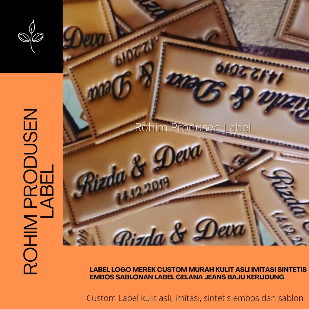 Label Logo Merek Custom Murah Kulit Asli Imitasi Sintetis Embos Sablonan Label Celana Jeans Baju