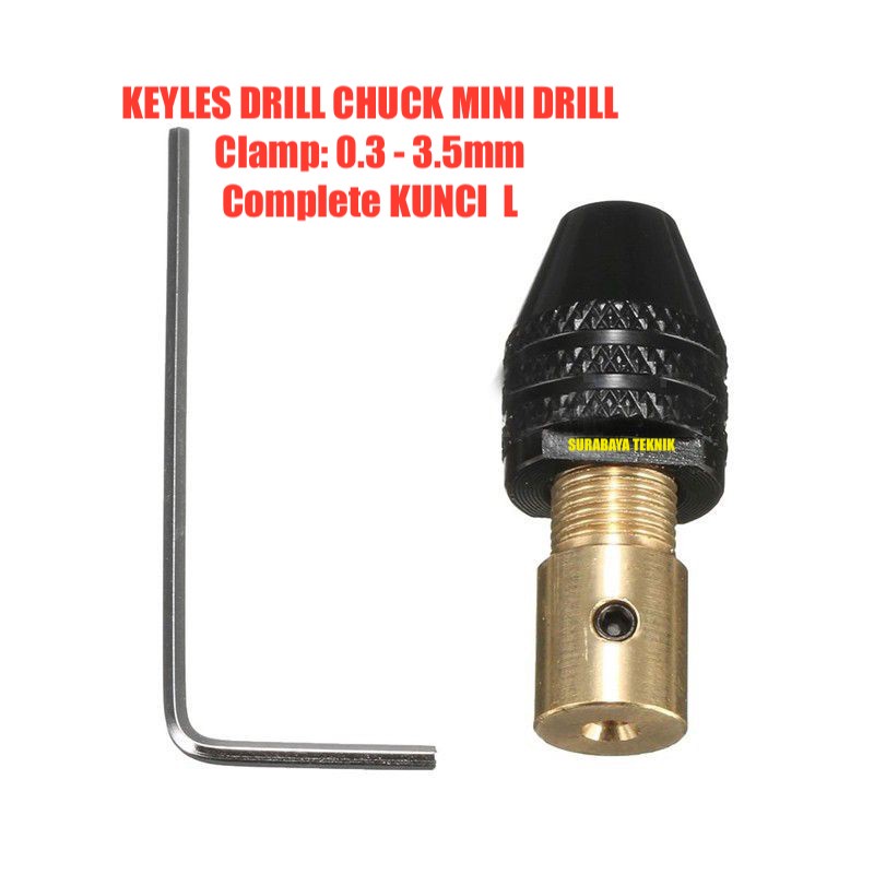 KEPALA BOR KEYLESS Drill Chuck 0.3-3.5mm MATA BOR Mini Gerinda Bit Quick Change