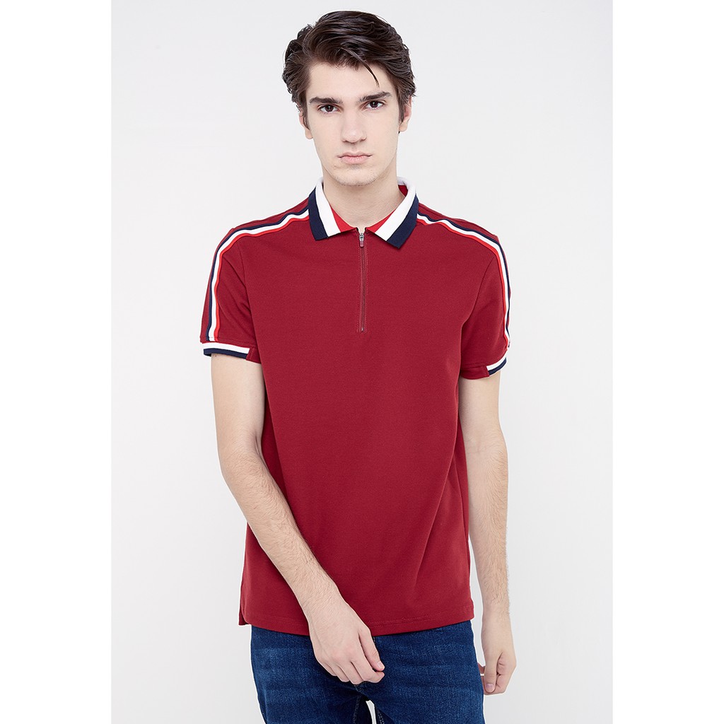  Kaos  Pria Ryusei Polo  Men Bunka Maroon Shopee  Indonesia