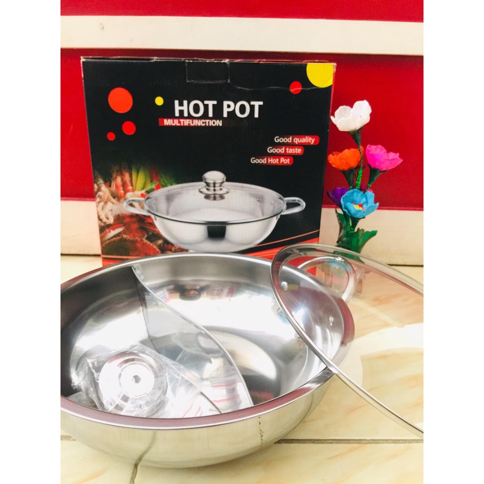 Panci steamboat Shabu Shabu 2 sekat 28 cm Hot Pot 28 cm