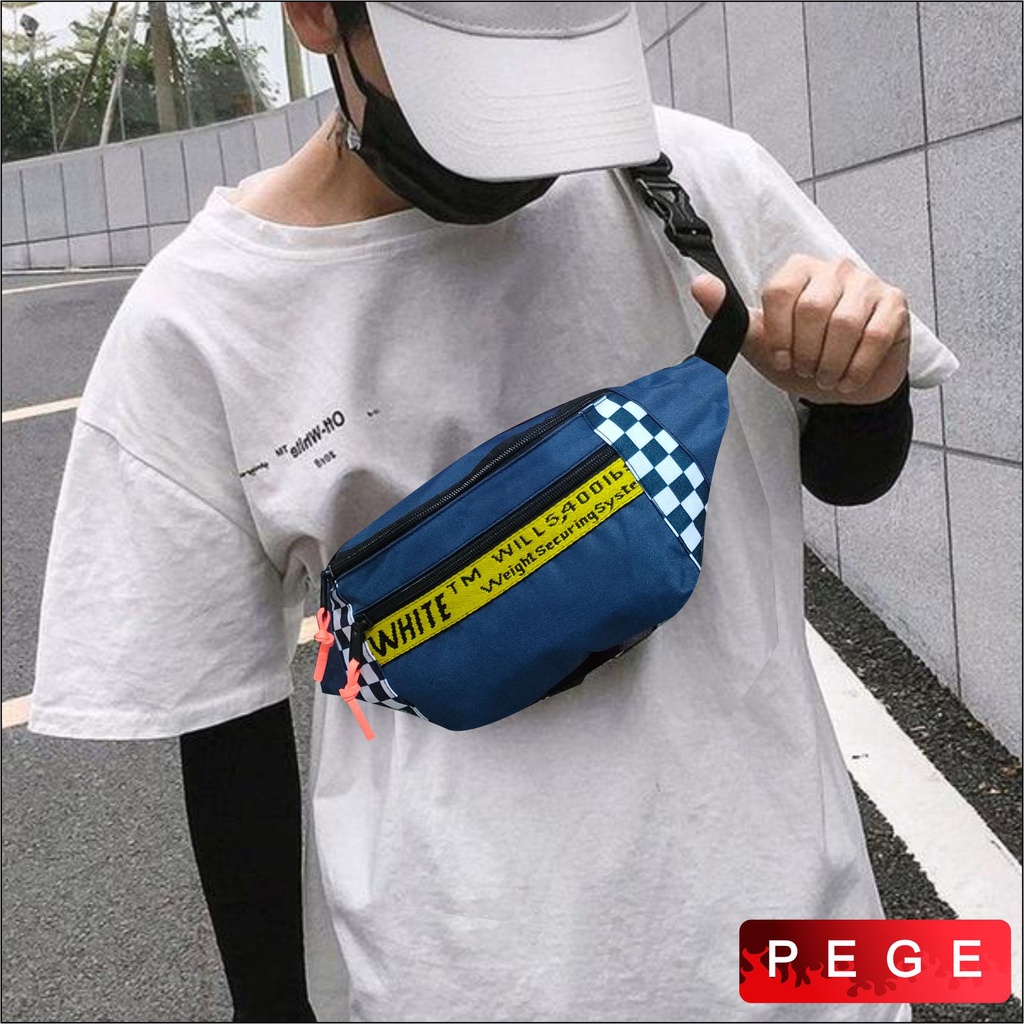 Tas Selempang Pria PEGE Model Slempang Waistbag Keren Simpel Cocok Untuk Sehari Hari - PG 8906