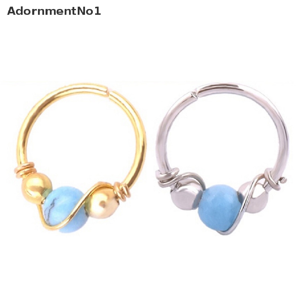 (AdornmentNo1) Anting Tindik Hidung Bahan Stainless Steel Hias Turquoise Untuk Wanita