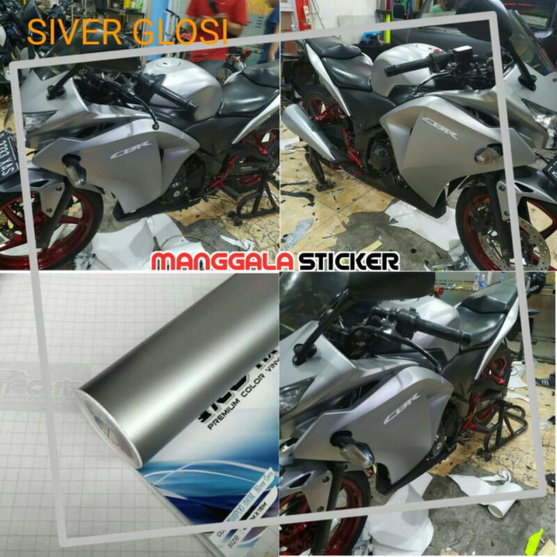 Stiker skotlet motor warna silver glosi dan doff stiker motor skotlet motor silver