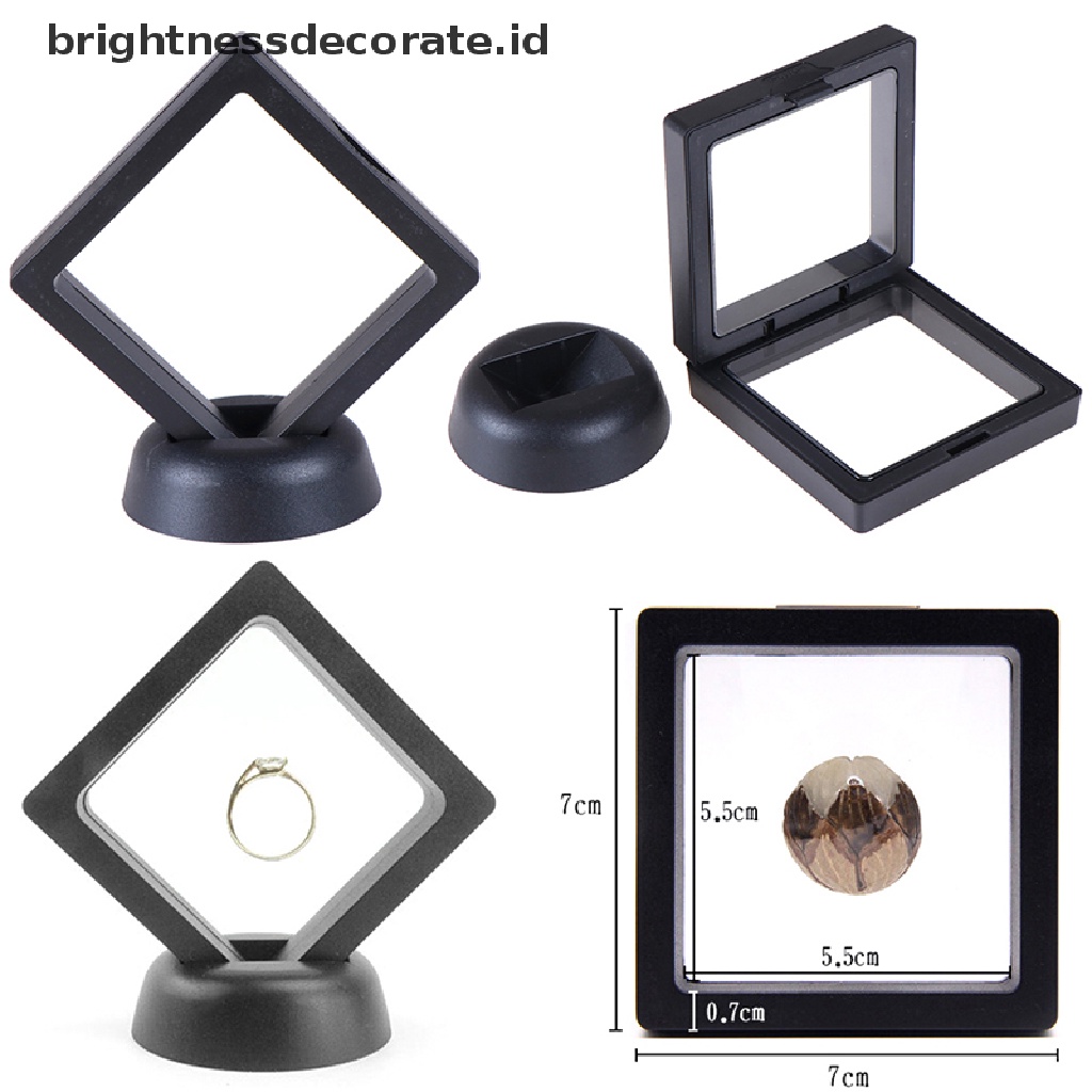 Kotak Bingkai Display Perhiasan Koin 3d Warna Hitam Ukuran 70x70mm Dengan Stand