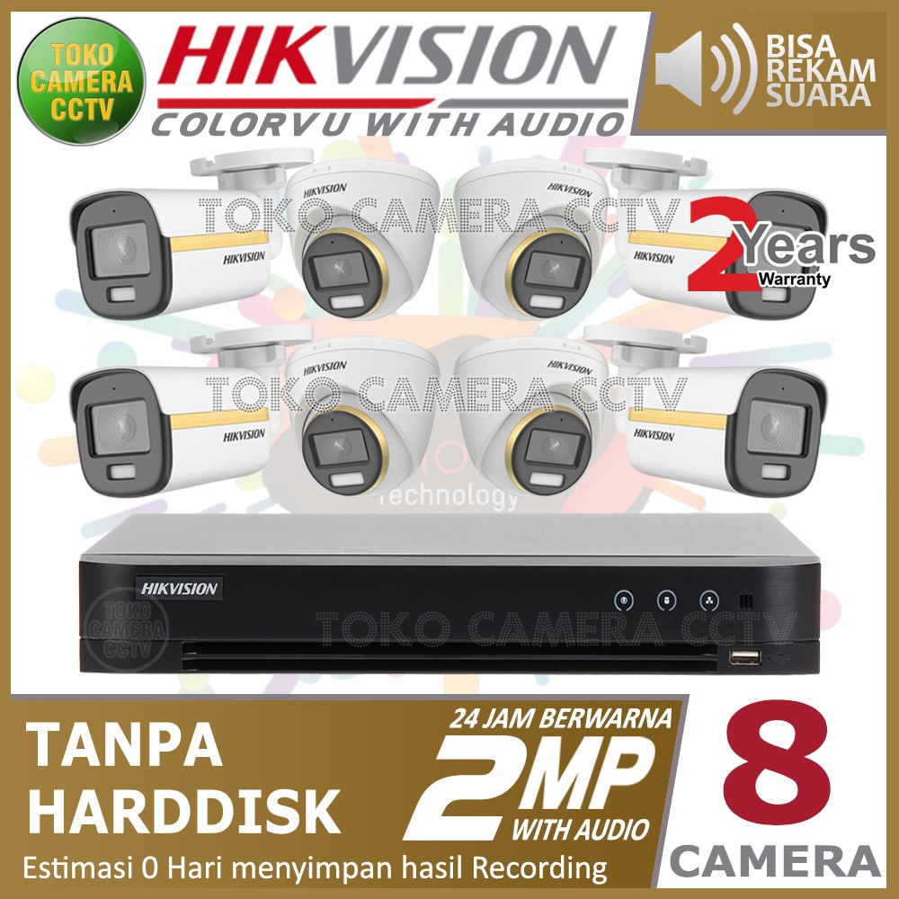 PAKET CCTV HIKVISION COLORVU AUDIO 2MP 8 CHANNEL 8 KAMERA