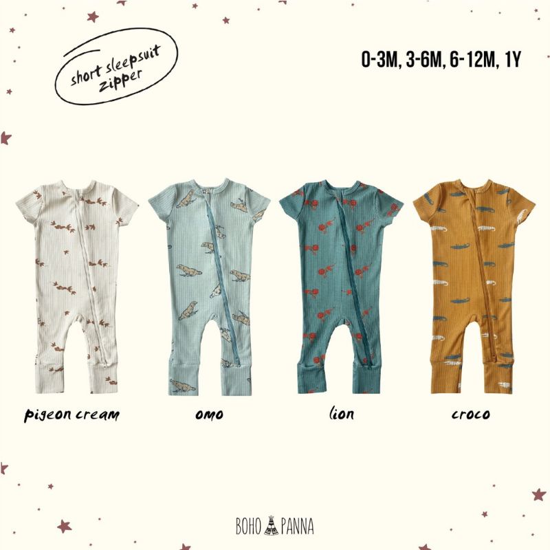 BAJU PIYAMA ANAK BAYI - SHORT SLEEPSUIT BOHOPANNA