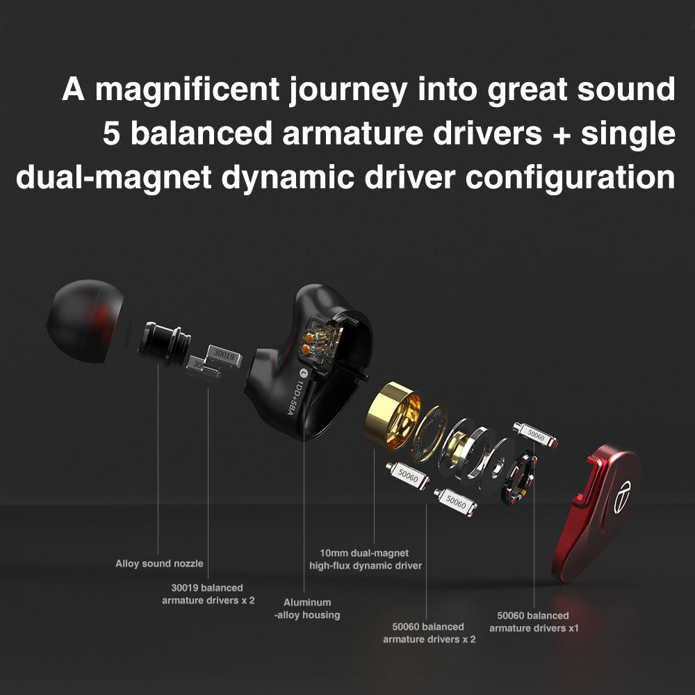 Trn V90S Earphone In Ear Hifi Bass 5ba + 1ddd Dengan Kabel Tembaga
