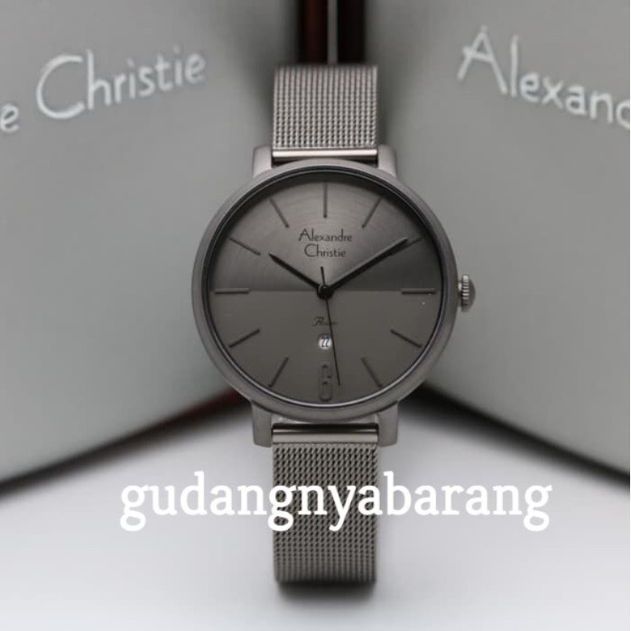 Jam Tangan Wanita - Cewek - Woman Alexandre Christie AC 2751 Grey Abu Original Cantik