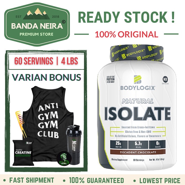 

BODYLOGIX Natural Isolate Protein - CHOCOLATE, 4 LBS Suplemen Bpom Suplemen Pembentuk Otot Perut Hydro Whey Isolate Vitamin Fitness Fitness Amino Protein L4B6A2D8N2 Fitness Pembakar Lemak Tubuh Penambah Berat Badan Susu Fitness Penggemuk Amino Penggemuk B