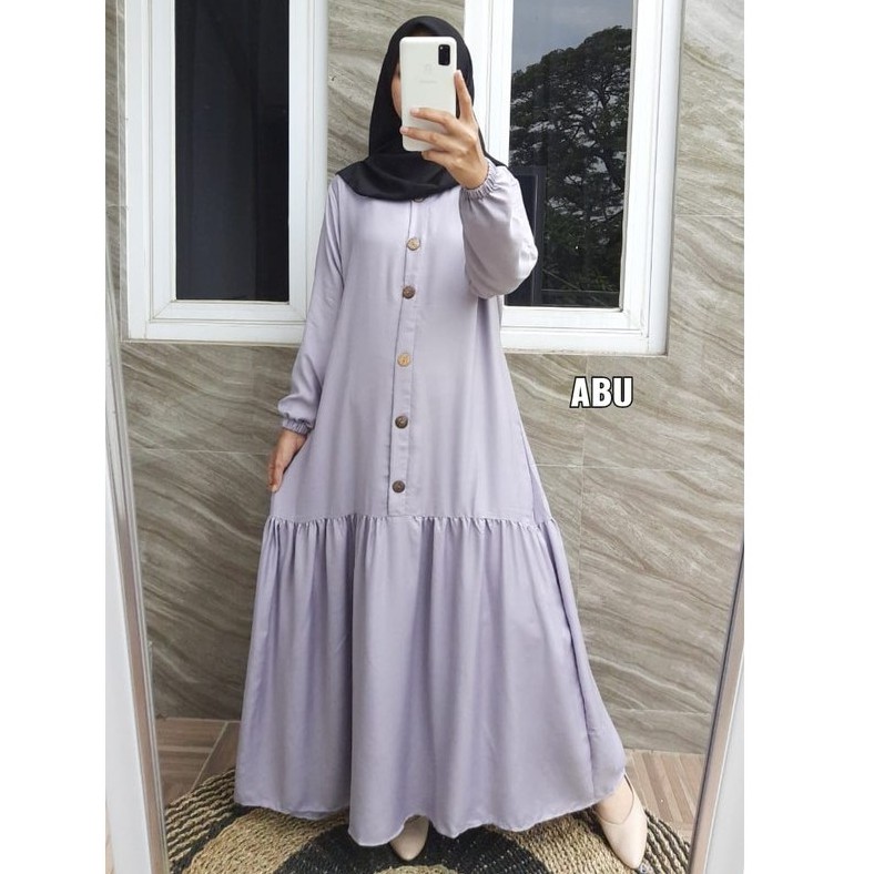 Gamis Rayon Twill  Polos Kancing / Gamis Kancing Susun