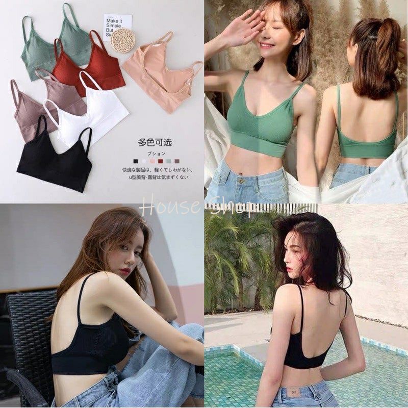 JT - TK003 Tanktop Bra Wanita / Tali Sling Tanktop / Bra Wanita / BH Tanpa Kawat / Pakaian Dalam Wanita / Sport Bra Wanita Tank Top Seamless Tanpa Kawat Elastis Sexy dengan Busa Kualitas Impor