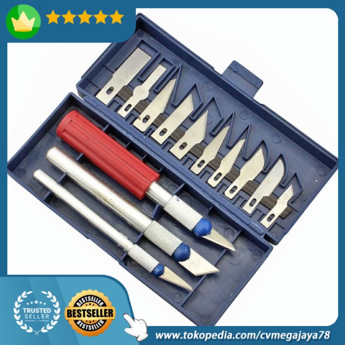

UKIR-ALAT- KNIFEZER SET PISAU UKIR SENI 13 IN 1 CRAFTING KNIFE 3 HANDLE - A-003 - SILVER -ALAT-UKIR.