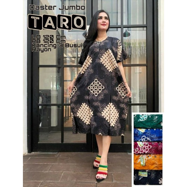 daster jumbo busui terbaru TARO Panjang dibawah lutut bahan rayon adem dipakai LD 120 130 140