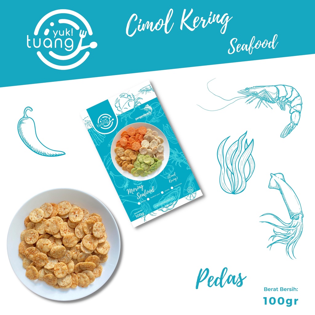 

Kerupuk Moring (Cimol Kering) Seafood - Rasa Pedas/ Cimoring / Molring / Keripik Cimol Kering Gurih Renyah dan Enak