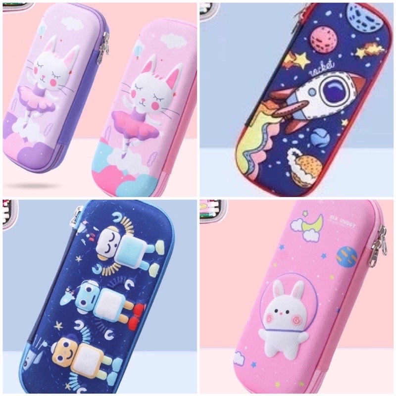 

KOTAK PENSIL TEMPAT PENSIL PENCIL CASE ANAK UNICORN PONY ROBOT ROCKET PLANET BUNNY KELINCI SPACE KIDS TIMBUL 3D