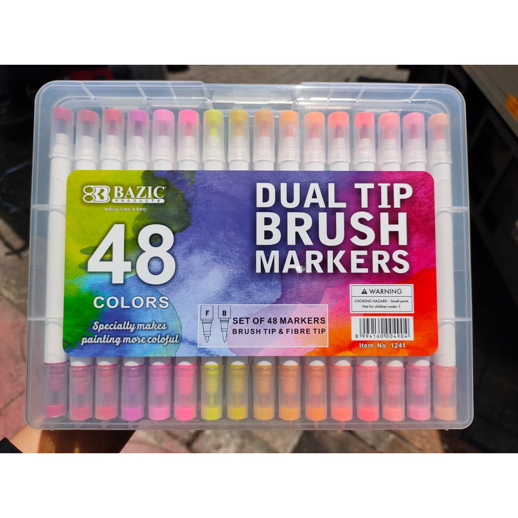 

HJK brush pen bazic 48 warna box hard plastic spidol brushpen water base usa brand