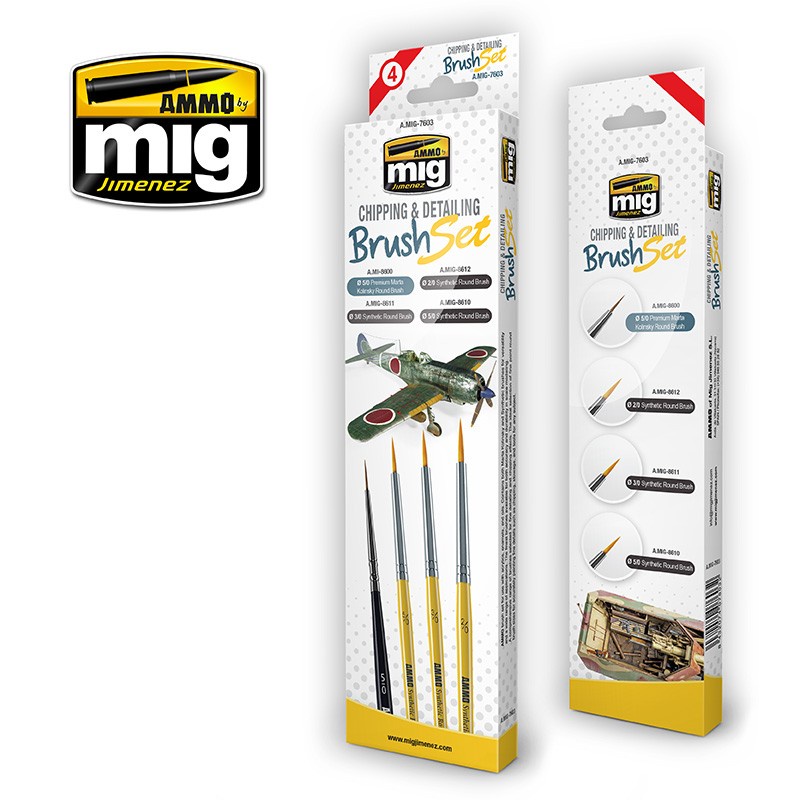 

AMIG7603 : CHIPPING & DETAILING BRUSH SET - Ammo Mig