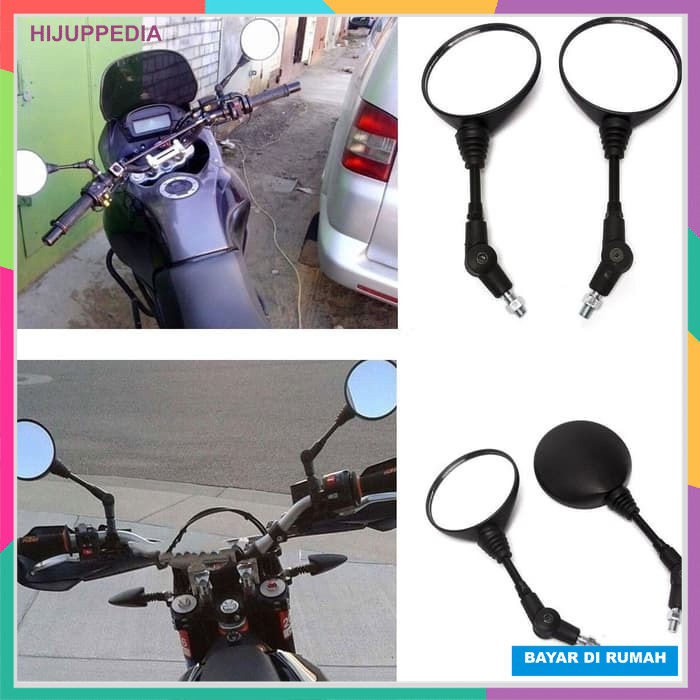 Spion Set Motor Bulat Retro Universal Yamaha Honda Kawasaki Suzuki Klasik