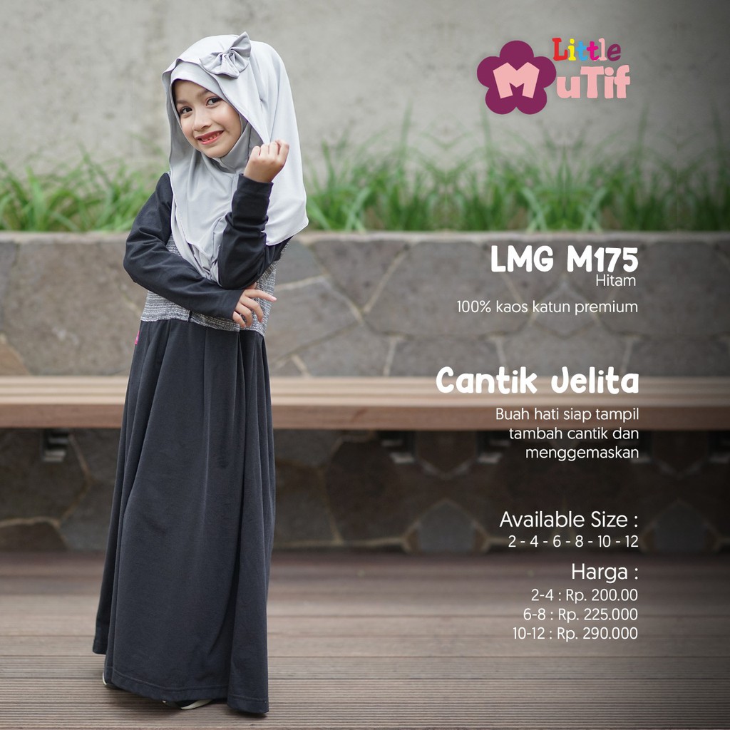  Baju  Gamis Anak  Perempuan Mutif Anak  Hitam  Shopee Indonesia