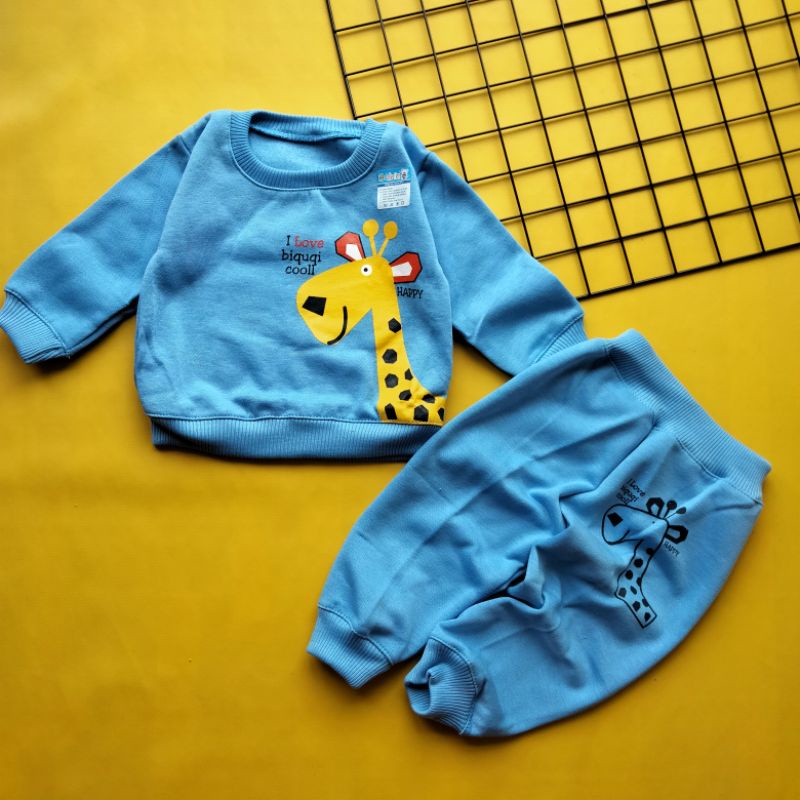 set sweater bayi 0-12 bulan motif giraffe