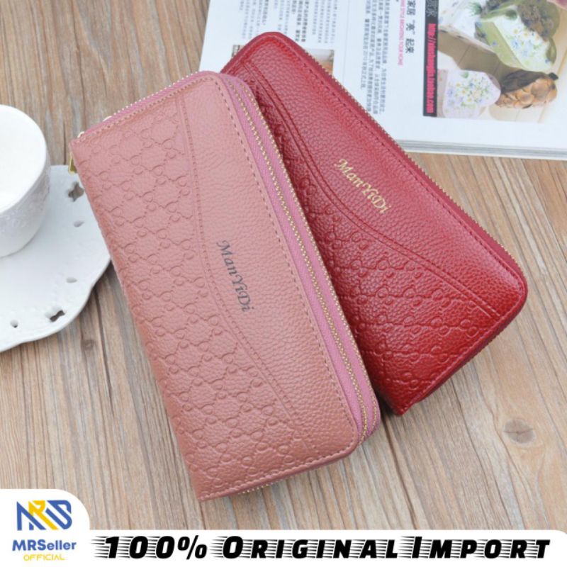 MANYIDI Dompet Wanita Panjang 2 Resleting Murah Import Premium Kulit S149