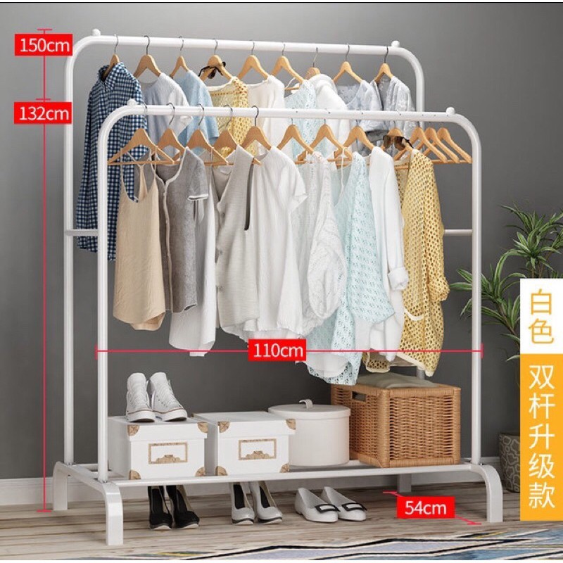 SHENAR , CARAMEL DOUBLE BIG STAND HANGER GANTUNGAN BAJU STAINLESS HANGER LEMARI BAJU TERBUKA  BIG STAND GANTUNGAN BAJU  UNIK VIRAL KAMAR TIDUR - BISA COD