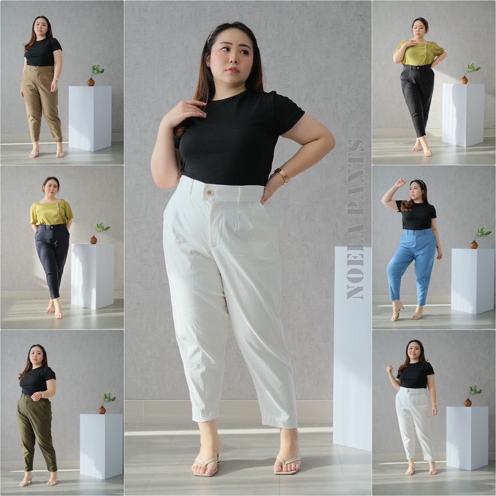 HN Noella Celana Panjang Jumbo Big Size Wanita | High Waist Plus Size Pants
