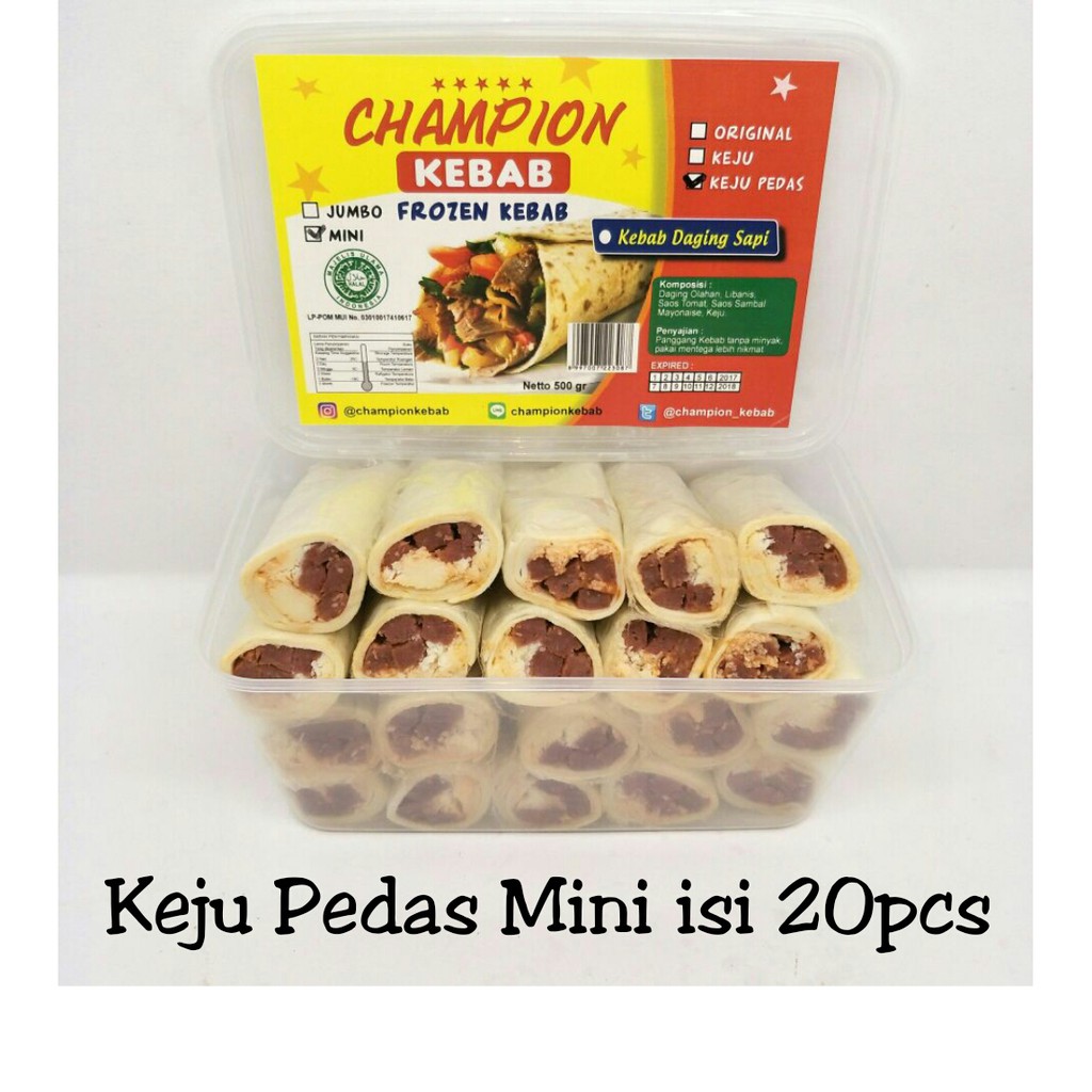 

KEBAB FROZEN SAPI KEJU PEDAS MINI ISI 20PCS.